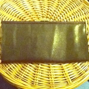 Brown and sheer gold clutch