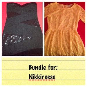 Bundle Forever21 black sequin & yellow lace dress