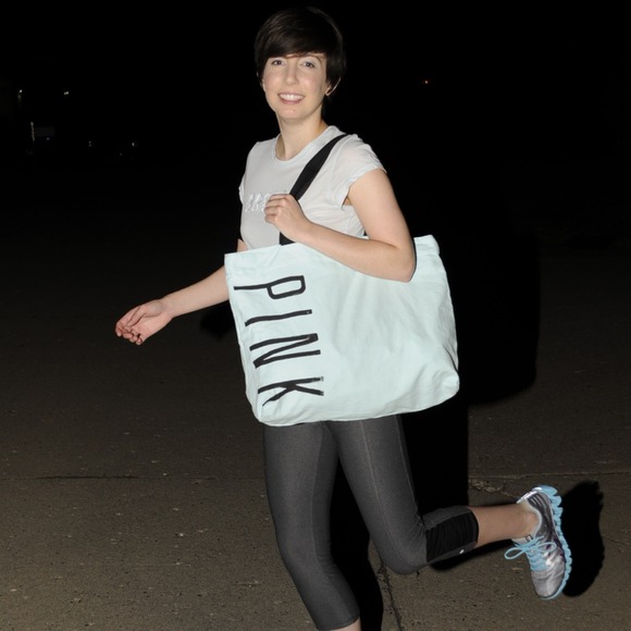 Large Victoria's Secret Pink tote bag in pale blue