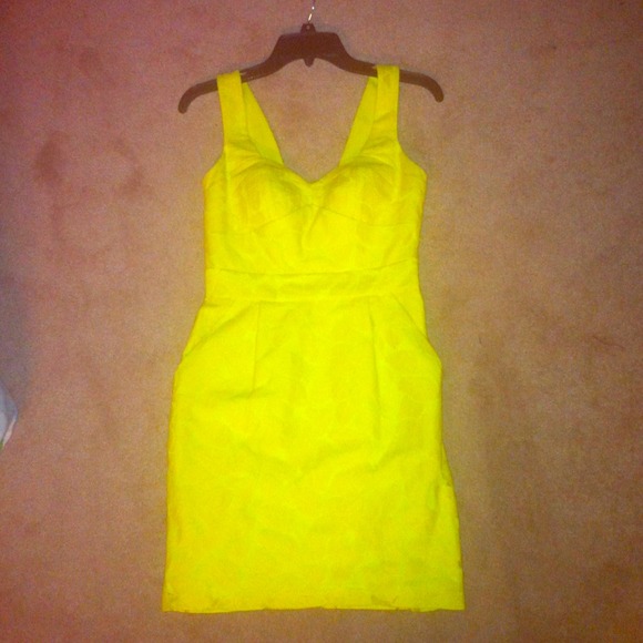 BCBG neon green lace party dress