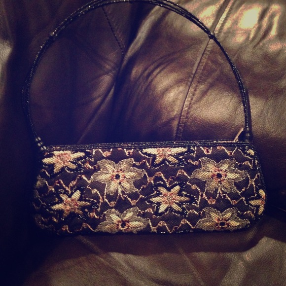 Black net patterned clutch bag