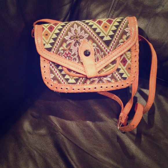 Leather embroidered sling bag