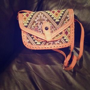 Leather embroidered sling bag