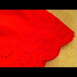 Red cotton eyelet skirt