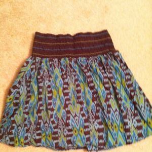Aqua, green, and brown skirt