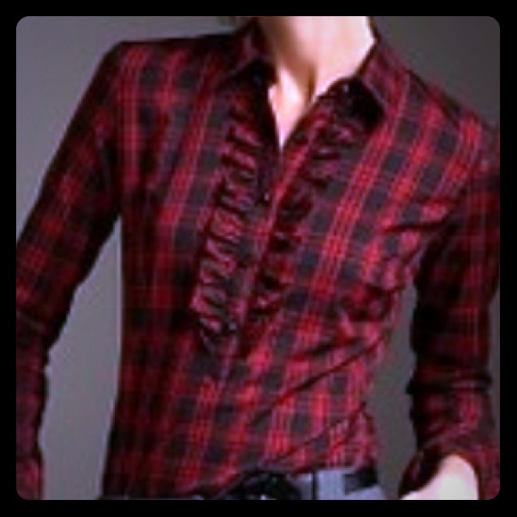 Talbots Red Ruffle Shirt, Size Large