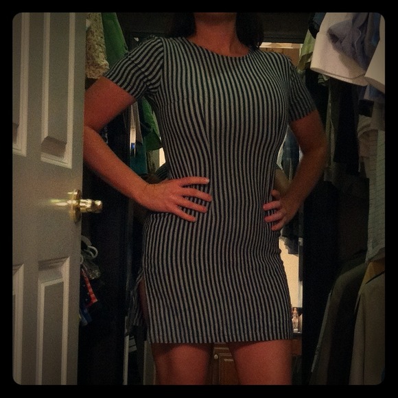 Dresses & Skirts - Navy and grey striped short dress