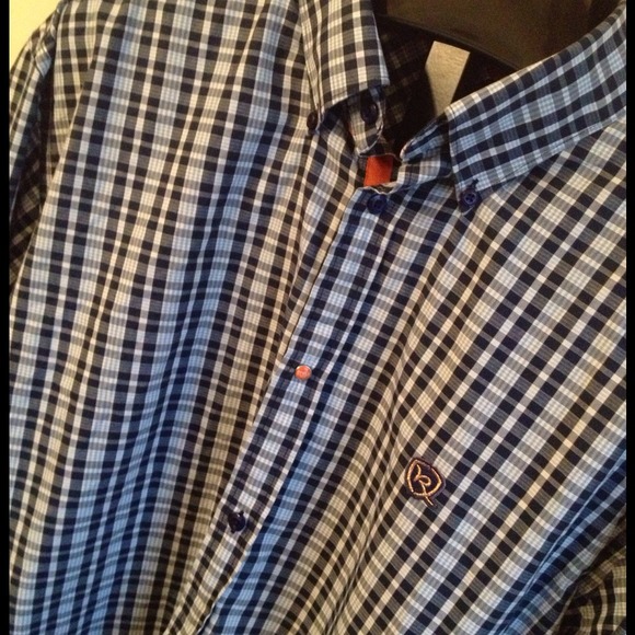 RocaWear Men's Blue/White Plaid Shirt