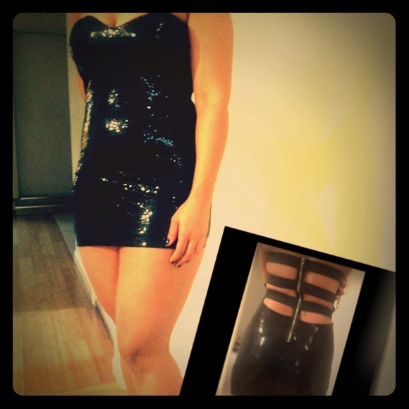 "People" designer sequin black dress