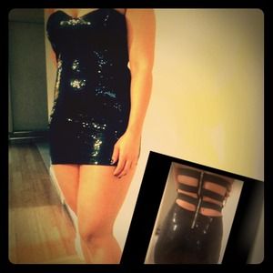 "People" designer sequin black dress