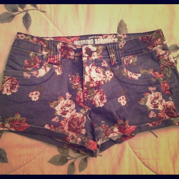 Floral denim shorts