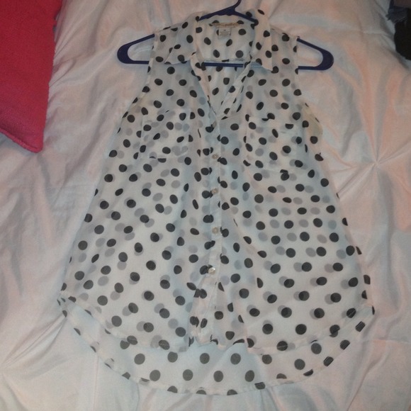 Button up Polka dot sheer blouse