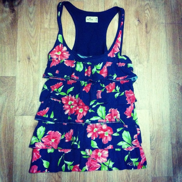 Hollister Floral Ruffle Tank Top