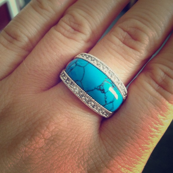 Lia Sophia Jewelry - Lia Sophia Turquoise and CZ Bling Stone Ring