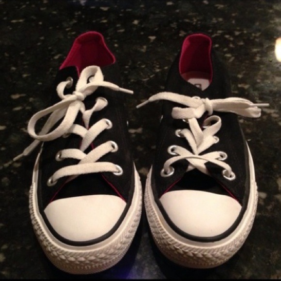 Pink & Black Converse. Worn 2 times at best. - Picture 2 of 2