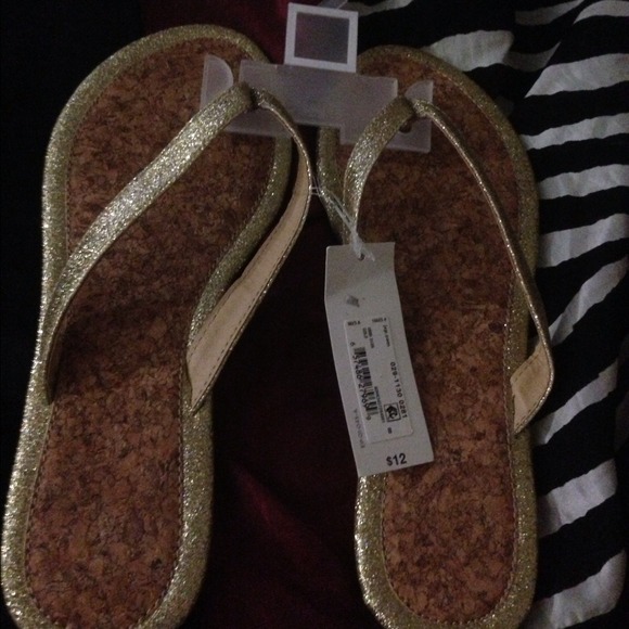 Brand new gold trim flip flops