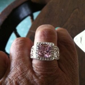 Beautiful sterling cz and pink square ring