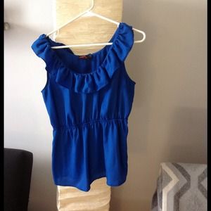 Royal blue ruffle top