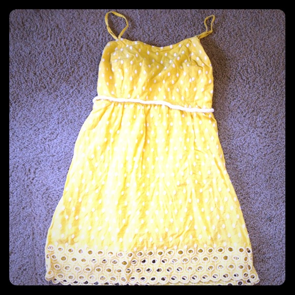 Yellow polka dot summer dress