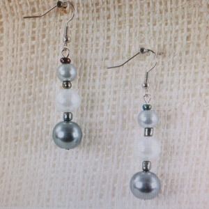 Pearl Bead Earring 1.5" - Gray/White