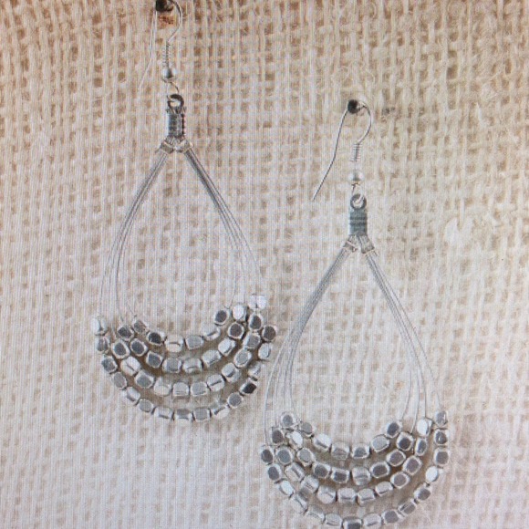 Elle Tear Drop 2" Earrings -Silver