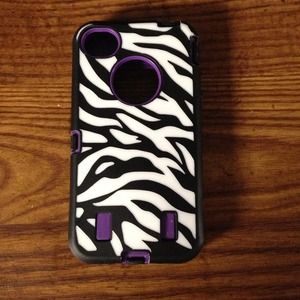 Purple and black zebra iPhone 4 case
