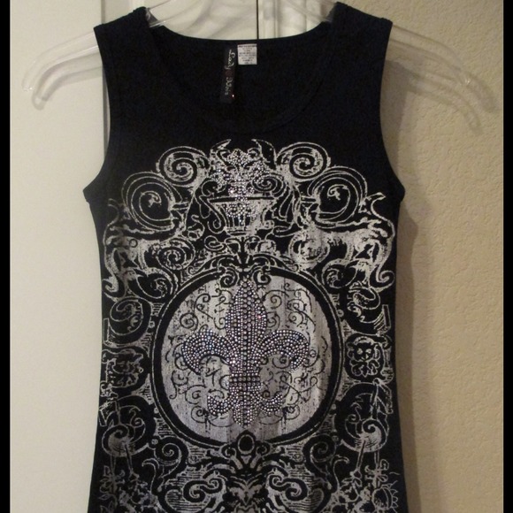 🌸Black FLEUR DE LIS tank! NWOT