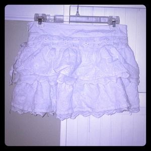 White ruffle mini skirt
