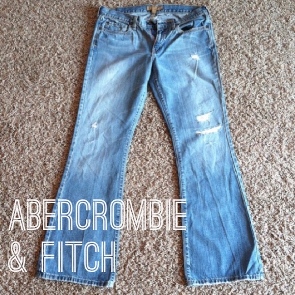 Abercrombie & Fitch light wash destroyed jeans