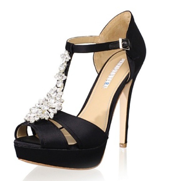 David Tutera Black Satin Heels Brand New In Box!