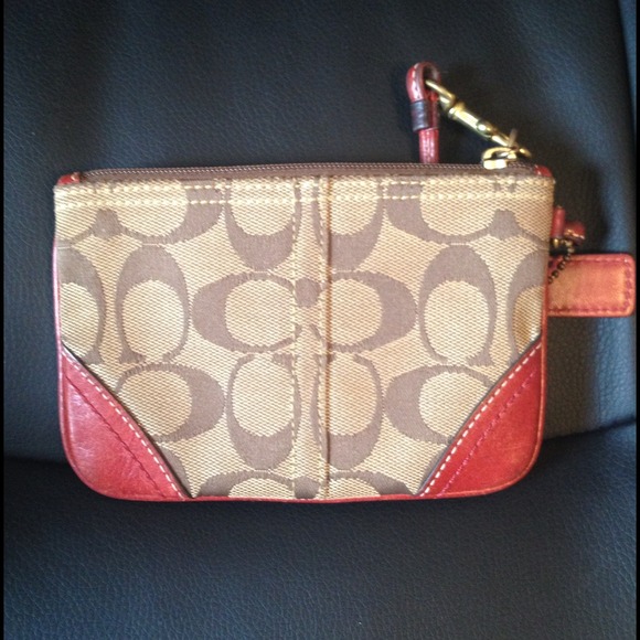 SOLD!! Authentic COACH red signature wristlet