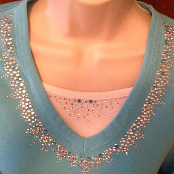 Embellished sky blue top - Picture 1 of 2