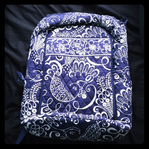 Vera Bradley laptop backpack in Twirly Birds Navy