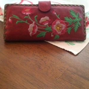 REDUCED! Handmade red leather wallet!!