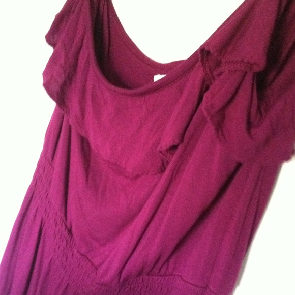 One Shouldered Maroon Dress - Picture 1 of 2