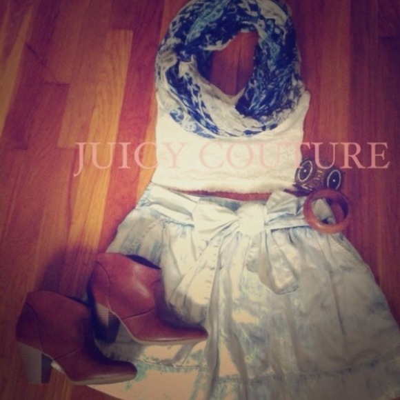 Juicy couture denim chambray skater skirt