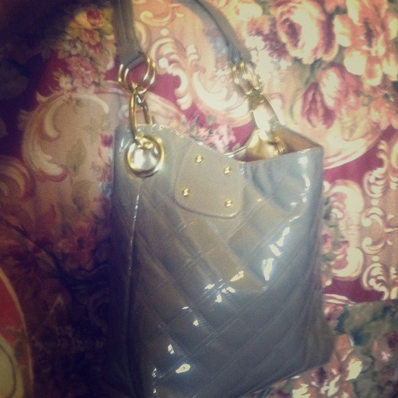 Pretty Taupe Shiny Quilted Bag