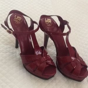 Burgundy patent leather heels