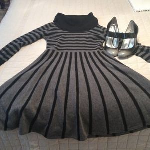 Bcbg maxazria black and grey wool winter dress.