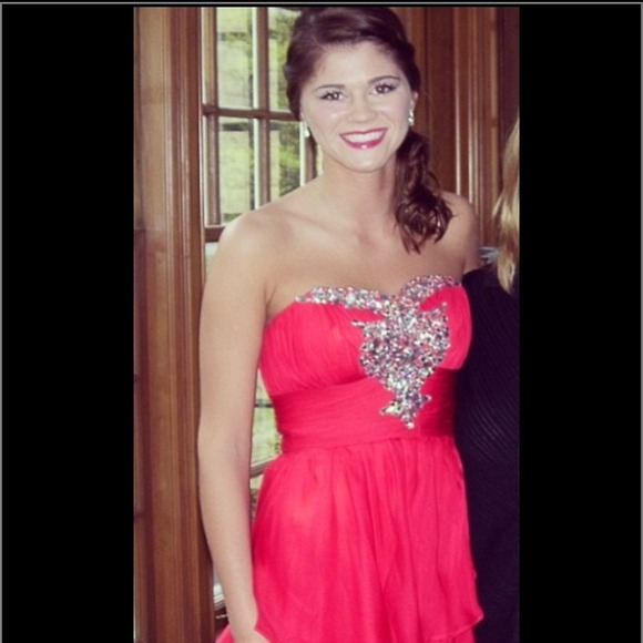 Red high-low prom dress