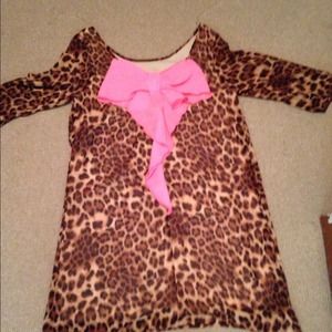 Leopard / pink bow dress