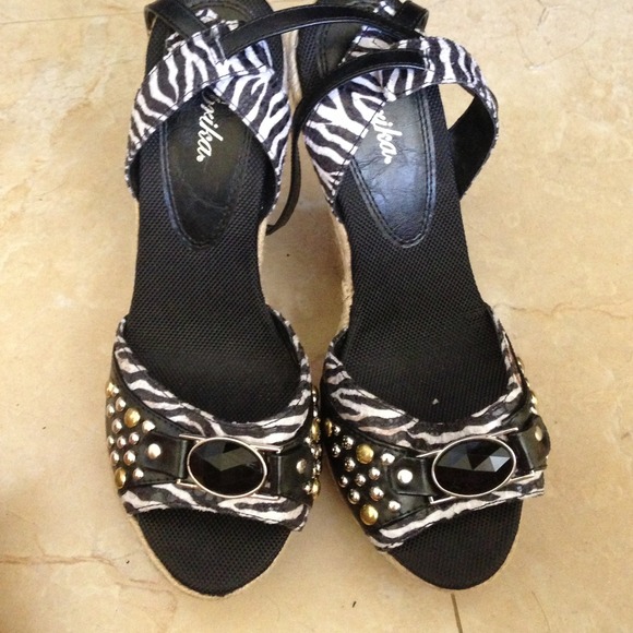 Cute zebra studded wedges