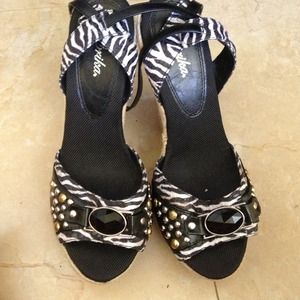 Cute zebra studded wedges