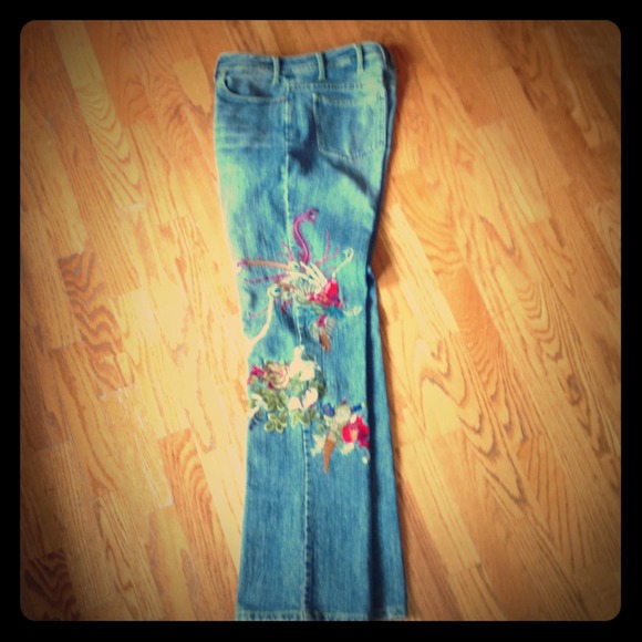 Italian Embrordrered Jeans - Picture 1 of 4