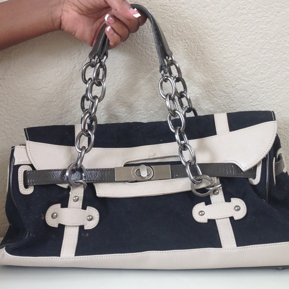 BCBG Max Azaria Black/Beige Saddle bag