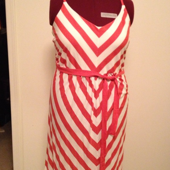 Pink and cream chevron dress