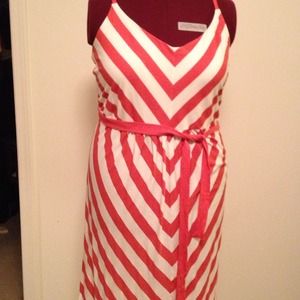 Pink and cream chevron dress