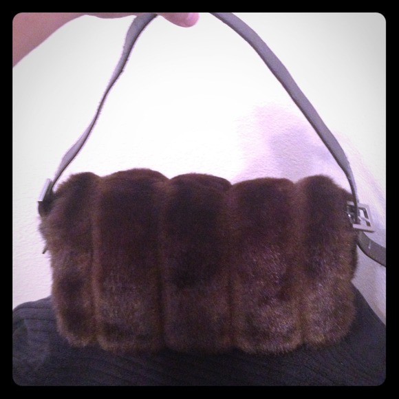 Brown Faux Fur Shoulder Bag