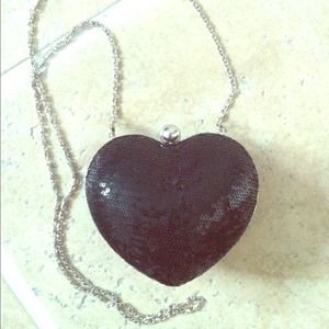 Sequined heart shaped clutch/side purse