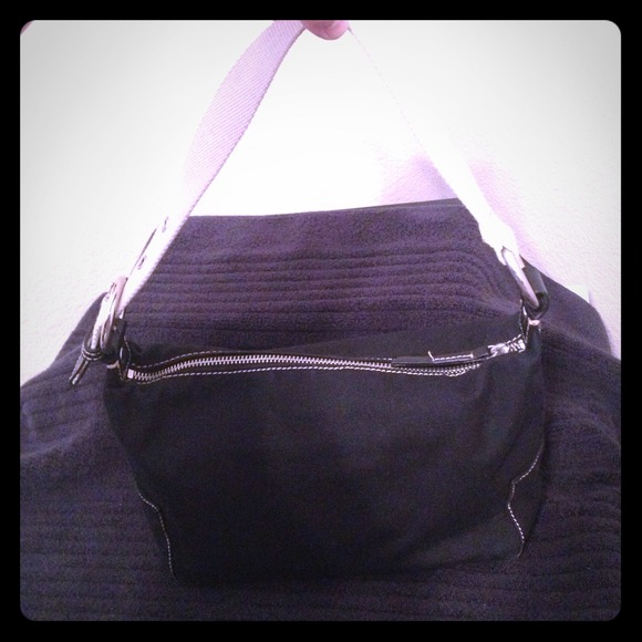Black cotton/cloth shoulder purse
